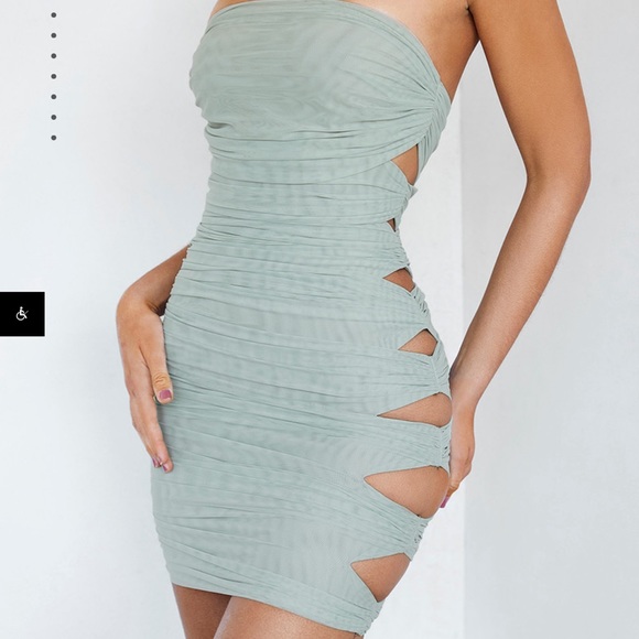 mistress rocks Dresses & Skirts - Mistress Rocks “Sitting Pretty” Mint Mesh Cut Out Dress